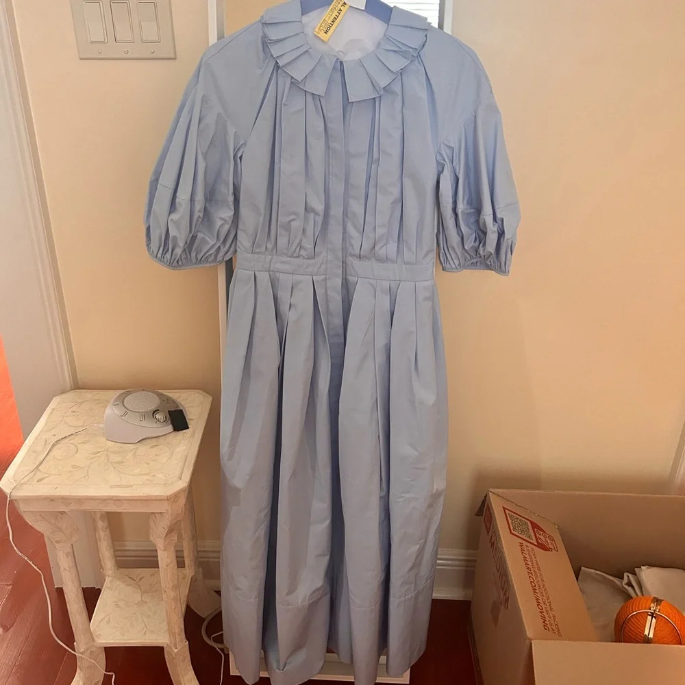 ALEXANDER MCQUEEN 
Puff-Sleeve Cotton-Poplin Shirt Dress size 8 - Picture 4 of 10